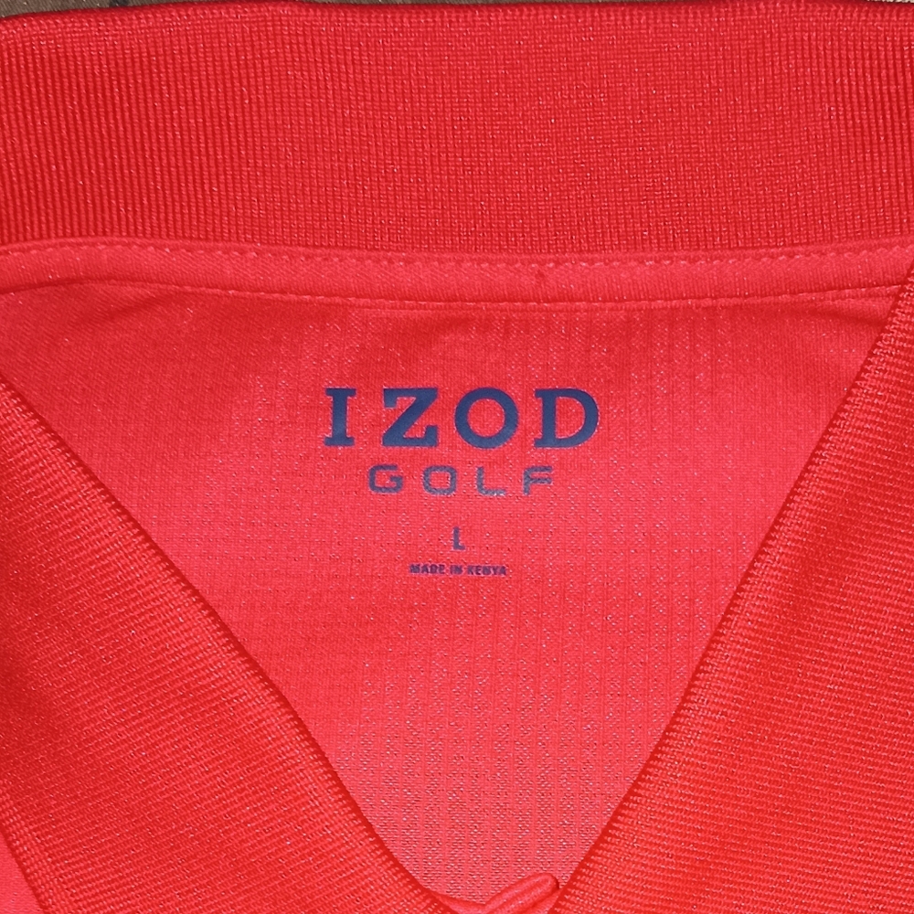 Men's Izod Golf Red Polo Shirt L - Picture 2 of 10